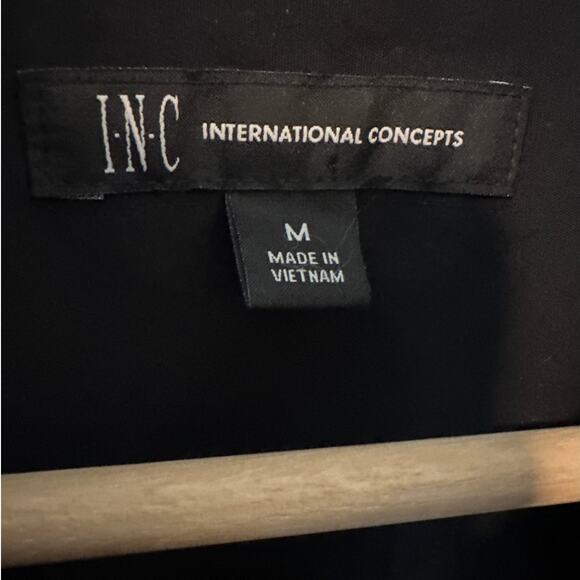 INC Flocked Velvet Floral Blouse Black Size M Goth Glam Holiday Textured Office - Picture 6 of 11